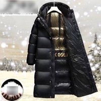 Black & Gold Knee-Length Down Jacket – Unisex Winter Coat With Luxury Metallic Accents (S-3XL, Men/Women)