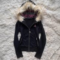 Clothing Hooded Sweatshirt Fur Collar Design Top Aesthetic Zip Up Hoodie Faux Fur Trim & Graphic Print Streetwear Pullover