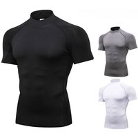 Clothing High Collar Tights Short Sleeve Fitness Sports Running Training Suit Elastic Quick Drying Clothes Short Sleeve T Shirt