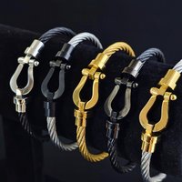 Cross Border European American Hot Selling Fashion Horseshoe Shaped Magnetic Clasp Stainless Wire Bracelet Titanium