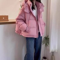  Winter Puffer Jacket Short Hooded Coat Lightweight Warm Casual Outerwear Zipper 