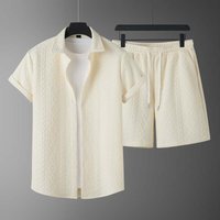 Clothing Spring Summer Casual Sports Suit Knitted Pattern Fashion Loose Short Sleeve Two Piece Suit