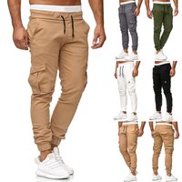 2023 Autumn Elastic Waist Pockets Drawstring Pencil Pants Man Fashion Jogging Cargo Pants Running Trousers Brand Clothing