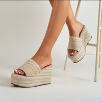 Shoes spring summer thick soled slippers thick heeled wedge heeled sandals platform bottom rope sandals