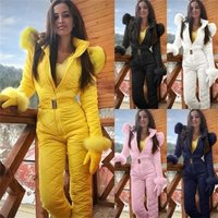 Women's ski suit jacket hooded outdoor sports jumpsuit zipper women's ski suit
