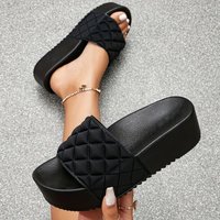 Gingham Platform Sandals Summer Beach Togs