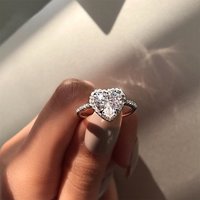 Classic heart shaped zircon women's engagement ring, real gold plated micro diamond ring, hot selling jewelry