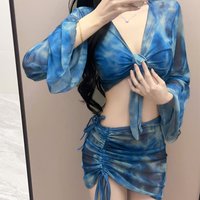 Conservative Four Piece Bikini Swimsuit Set Long Sleeves Slimming Flattering Design All Seasons