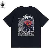 Stussy Tee Flower Pattern Printed Pure Cotton Short Sleeved T shirt
