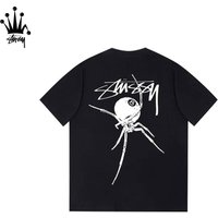 Stussy Spider Print Pattern Pure Cotton Short Sleeved T-shirt