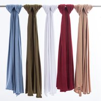 Muslim cotton modal jersey pure cotton solid color single color headscarf Muslim women's long scarf breathable and non-balling