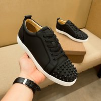 European station men's shoes cl rivet low-top red sole shoes black calfskin upper men's casual sneakers European fashion brand