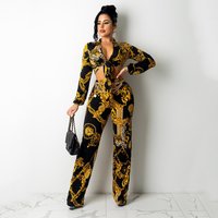 Clothing Fashion Sports Leisure Milk Silk Printed Two piece Suit