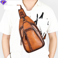 Retro Messenger Bag Genuine Leather Men’s Chest Bag High Grade Hand Rubbed Chest Bag Men’s Shoulder Bag