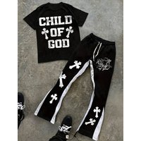 Hip hop Punk Dark Style Clothing Casual Fashion Suit Short Sleeved Shorts Two Piece Suit