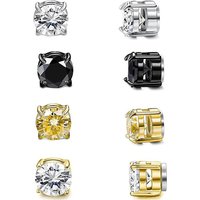 Magnetic Stud Earrings For Non-Pierced Ears, Hypoallergenic Stainless Steel With Zircon Stones, Minimalist Geometric Design For Men & Women