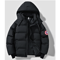 His & Hers US Map Patch Puffer Jacket Couples Winter Coat Detachable Arm Badge Windproof Streetwear
