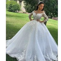 Clothing wedding dress backless slim fit long sleeves