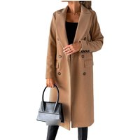  Double Breasted Long Coat – Trendy Fall Winter Trench Jacket 