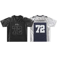 Clothing Mesh Contrast Stitching V Neck Short Sleeved Jersey High Street Loose Sports T Shirt
