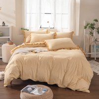 Soft Brushed Duvet Cover Set Modern Solid & Printed Designs Single Double King Wrinkle Resistant & Hypoallergenic