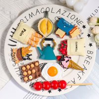 Food play refrigerator magnets cute food magnetic stickers 3 three dimensional egg bread decoration creative magnetic stickers