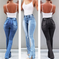 Clothing Split Flared High Waist Jeans Trousers