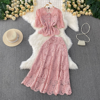 Clothing Knitted Suit Sleeveless Vest Mid Length Skirt High End Two Piece Suit