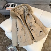Women’s Winter Fleece-Lined Coat With Detachable Hood – Soft Cotton Outerwear, Warm Fleece Collar, Relaxed Fit Casual Jacket