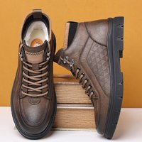 High Top New Autumn Sports Casual Men S Leather Martin Boots Outdoor Motorcycle Work Shoes