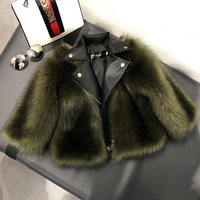 Clothing Fashionable Fuzzy Sweater Fur like Fur Coat Thick Motorcycle Suit Short Style One piece Fur Leather Jacket