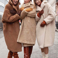 Clothing Mid length Large Windbreaker Lamb Wool Autumn Winter Loose Coat Solid Coat
