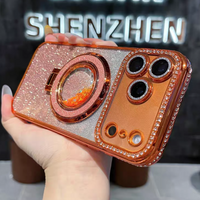 Glitter Quicksand Magnetic Bracket Cover Max Diamonds Lens Film Protector Cases Iphone 17 Pro Soft Case