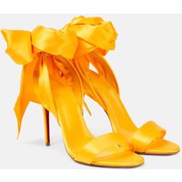 Stiletto Heeled Satin Sandals round Toe Ankle Strap Bow Roman Open Toe plus Shoes