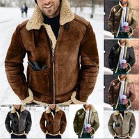  Suede Like Jacket Button Up Stand Collar Slim Fit Casual Coat Spring Autumn Office & Outdoor Wear 