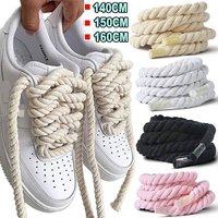 Bold Solid Cotton Linen Twist Weave Shoelaces Trendy Personality Kpop Sport Casual Rope Shoes Laces
