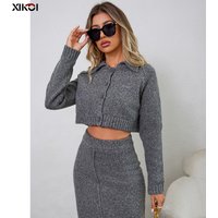Women's Clothing Knitted skirt suit for women autumn new style slim fit high end gentle temperament fashion casual sweater two piece suit