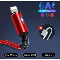 5A Led Light USB Fast Charger Cable for iPhone/iPad For Android Phone Type C Micro USB Samsung Xiaomi Huawei Redmi More Mobile Phone Charging Cable