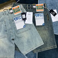 Men's Street Hip Hop Washed Edge Wide Leg Jeans Shorts Loose Ripped Mid Waist Denim Gray Spring Autumn Summer Trendy Clothing