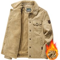 2025 Winter Collar Lambskin Workwear Added Fleece Oversized Loose Warm Thick Jacket Cotton Jacket
