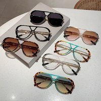 Slimming Round Face Sunglasses Retro Style Leopard Print Frame Double Bridge Design No Prescription Lenses Fashion Accessory