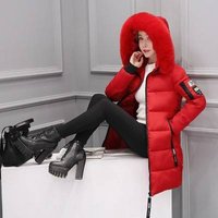 Clothing Fur Collar Warm jacket Cotton Clothes Winter Slim Medium Long Fashion Cotton Clothes
