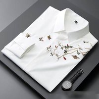  Slim Fit Long Sleeve Shirt – Embroidery Wrinkle Resistant & Breathable Casual & Smart Wear