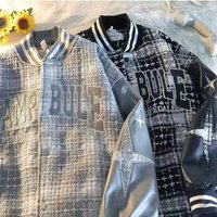 Clothing embroidered baseball uniforms autumn trendy casual loose college style couple jackets coat tops