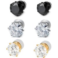 Fashion Ear-free Zircon Earrings Stainless Steel Magnet Six-claw Zircon Earrings Men’s And Women’s Ear Clips Earrings