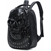 3D stereoscopic backpack, personalized skull head backpack, men’s and women’s PU handheld street backpack