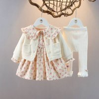 clothing plus fleece floral skirt two piece winter dress warm dress set