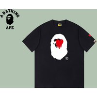 A BATHING APE BAPE-Ape Head Cartoon Love Pattern Printed Short Sleeve T-shirt Made Of Pure Cotton Fabric