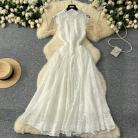 French Retro Romantic Atmosphere Sleeveless Dress For Women Lace Mesh Design Super Fairy Temperament Long Skirt
