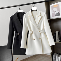 Solid Waist Slimming Double Breasted Fashion Suit Top